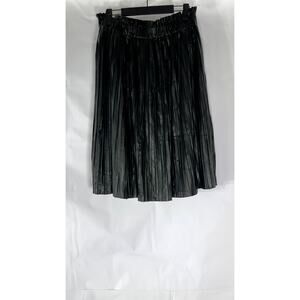 FRAZE Women's Black Pleated Faux-Leather Knee-Length A-Line Skirt SZ 20